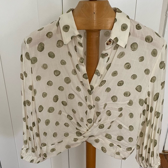 Zara Ivory, Green Polka Dot Crop Top - Picture 4 of 7
